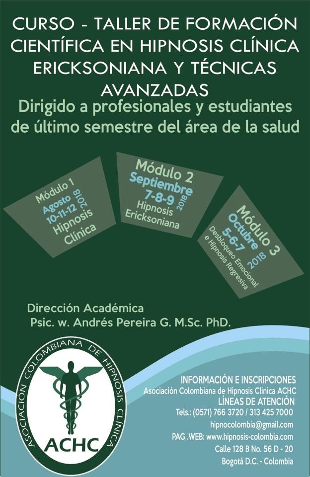 TABLOIDE CURSO AGOSTO 2018 HIPNOSIS CLINICA ERICKSONIANA