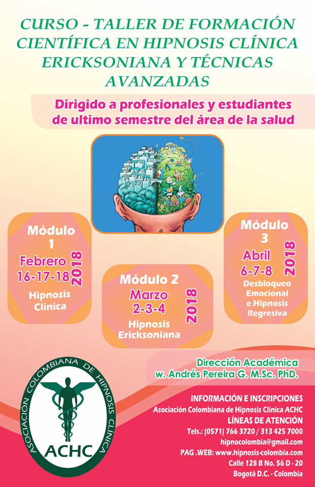 Tabloide 2018 CURSO DE FORMACION CIENTIFICA EN HIPNOSIS CLINICA ERICKSONIANA Y TECNICAS AVANZADAS