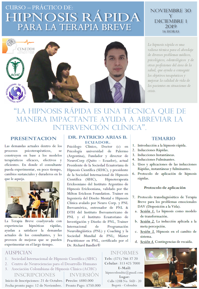 Tabloide Hipnosis rapida terapia breve noviembre 19